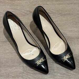 Cole Haan Women's Diedra Pump 85mm Black Leather/Patent, Size US 9B